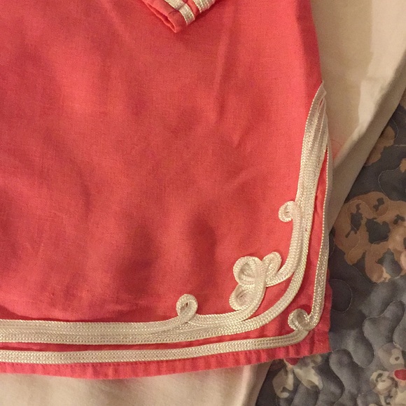 Charter Club embroidered coral linen tunic top - Picture 4 of 6